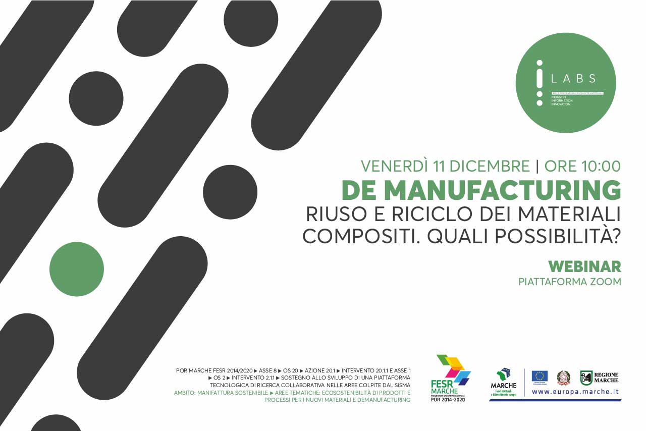 WEBINAR - De Manufacturing, riuso e riciclo dei materiali compositi. Quali possibilità? - 11 Dicembre ore 10.00